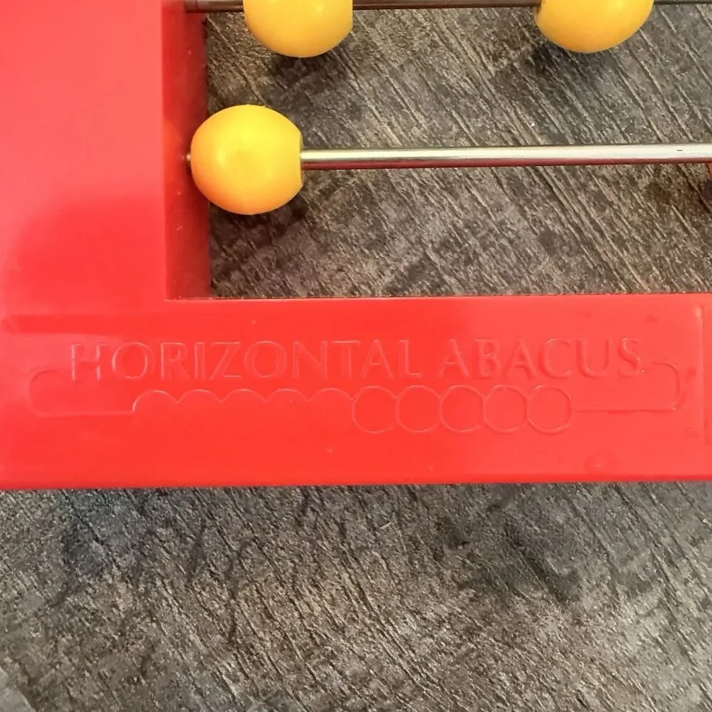 Horizontal Abacus Counting Frame Red with Blue & Yellow Beads Age 4-11